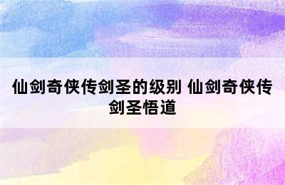 仙剑奇侠传剑圣的级别 仙剑奇侠传剑圣悟道